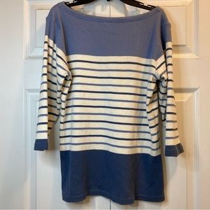L.L. Bean womens striped boatneck 3/4 sleeve shirt size medium